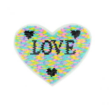 Applikation - Wendepailletten - Herz - Love - Aufnäher